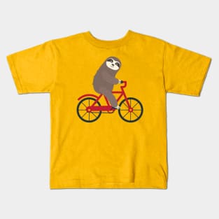 Sloth on a bicycle Kids T-Shirt